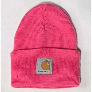Carhartt Infant Toddler Pink Knit Beanie Hat Logo Patch AH8905 Stretch 6-12M